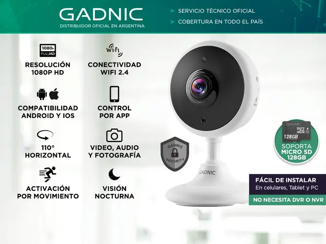 Camara de Seguridad Gadnic IP P2P Wifi - Blanco P2P00002