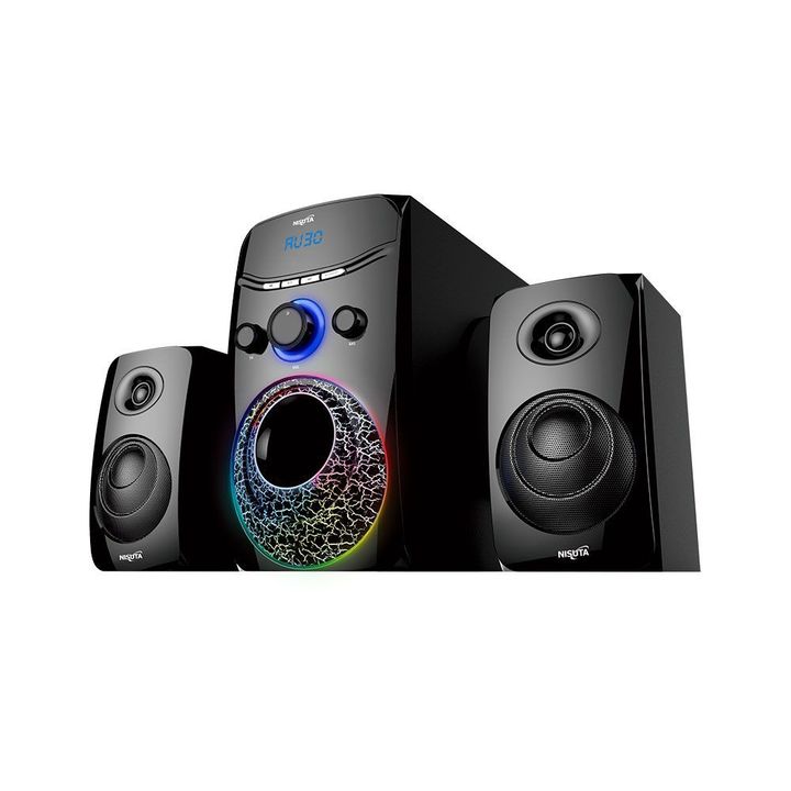 Parlante Nisuta Multimedia 2.1 con LUZ RGB 15W - Negro NSPAM21L