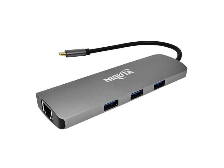Adaptador Nisuta USB a Hdmi y Lector de Tarjetas - Gris Oscuro NSUCD2