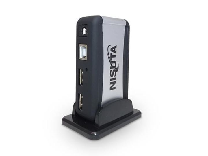 Adaptador Nisuta HUB 7 Puertos con Fuente - Negro NSUH0704