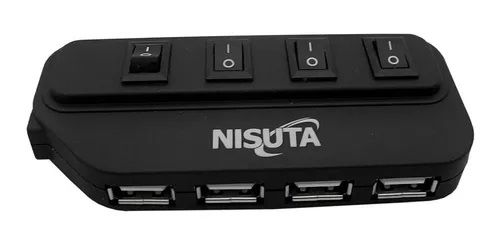 Adaptador Nisuta HUB 4 Puertos 2.0 - Negro NSUH2083