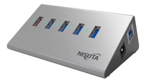 Adaptador Nisuta HUB 4 Puertos + 1 QC de Carga Rapida - Negro NSUH053Q