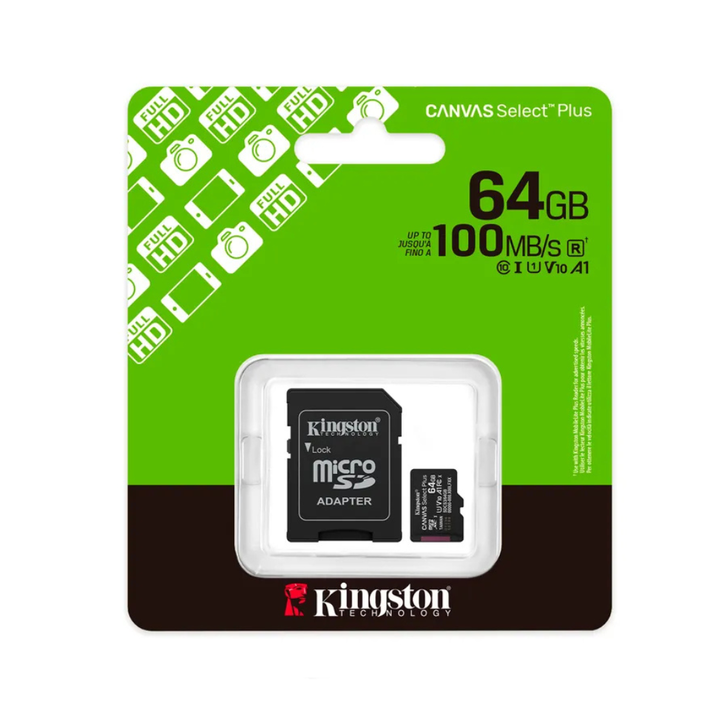 Tarjeta Microsd Kingston 64GB 100MB/S Canvas Select Plus - Negro