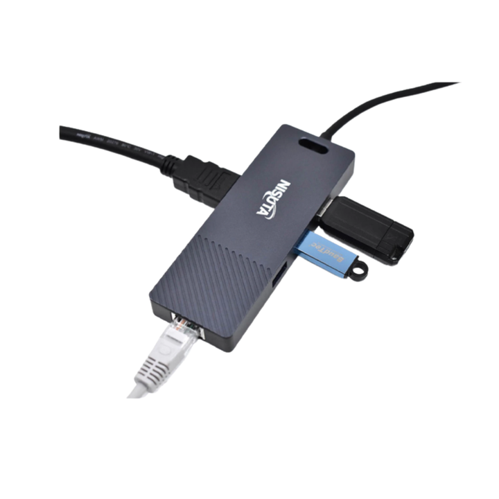 Adaptador Nisuta HUB 3 Puertos Usb, 2 Puertos Hdmi y 1 Puerto C - Negro NSUCD4
