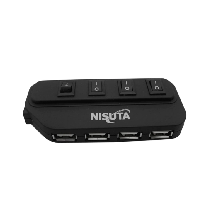 Adaptador Nisuta HUB 4 Puertos 2.0 - Negro NSUH2083